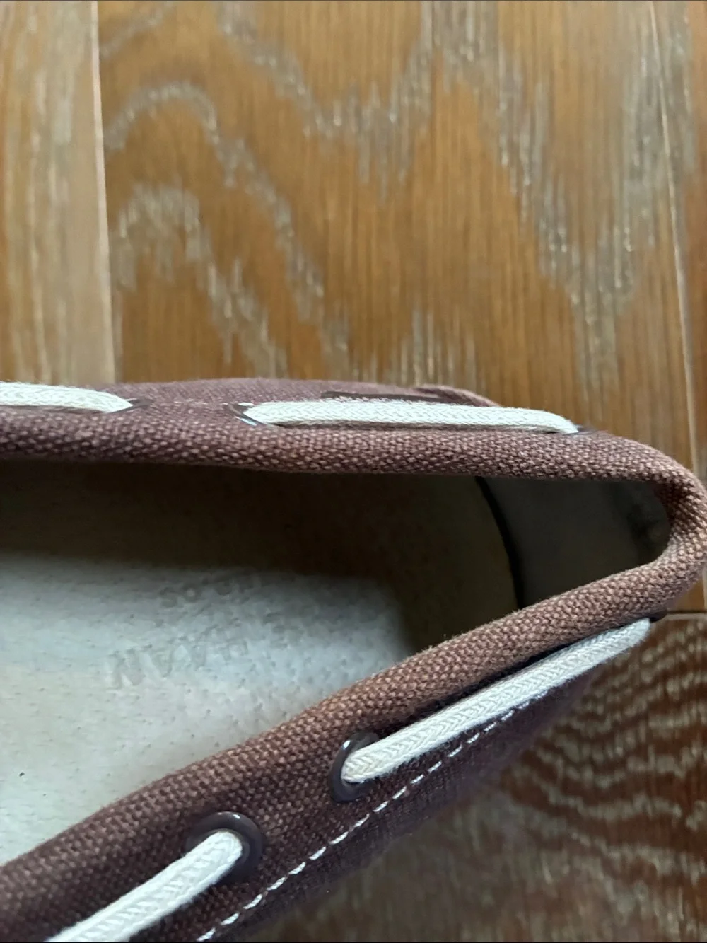 Cole Haan Brown Canvas Boat Shoes with White Laces
